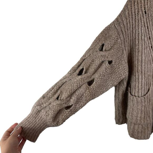 Jonathan Simkhai Reagan Alpaca Wool Blend Chunky Cardigan Sweater Brown Size XS - Picture 3 of 7